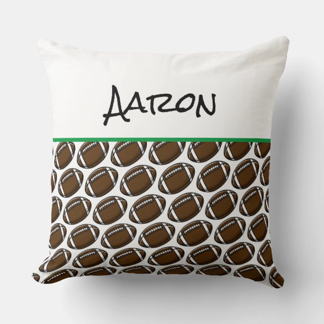 Football Player NAME Kids Sports Decor Fun Throw Pillow (Front)
