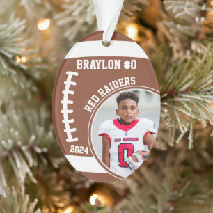 Football Player Name Number Photo Keepsake #0 Ornament