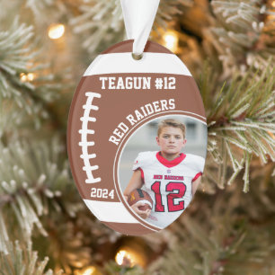 Football Player Name Number Photo Keepsake #12 Ornament
