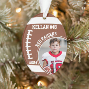 Football Player Name Number Photo Keepsake #18 Ornament