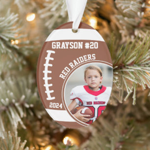 Football Player Name Number Photo Keepsake #20 Ornament