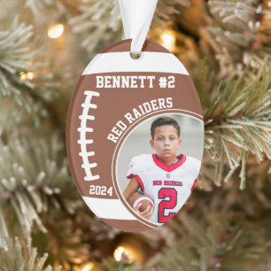 Football Player Name Number Photo Keepsake #2 Ornament