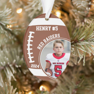 Football Player Name Number Photo Keepsake #5 Ornament