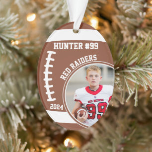 Football Player Name Number Photo Keepsake #99 Ornament