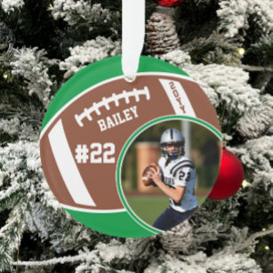 Football Player Name Number Photo Keepsake Ornament