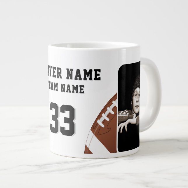Football Player Name Number Team 2 Photos Giant Coffee Mug (Front Right)