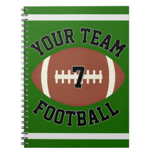 Football Player Number and Team Name Custom Sports Notebook