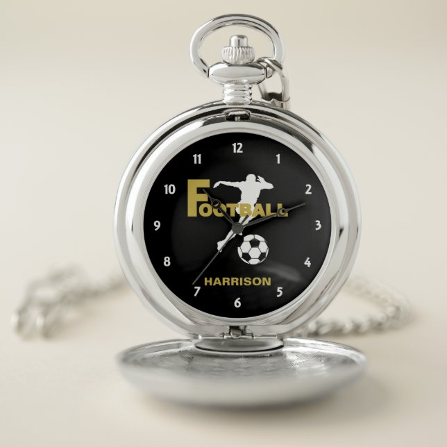 Football Player Personalized Graphic Pocket Watch (Inside)
