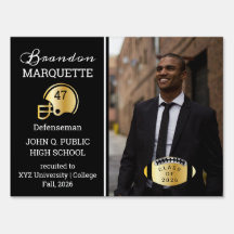 Football Player Photo Black | Gold Graduation
