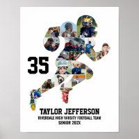 Football Player Photo Collage Custom Senior Gift