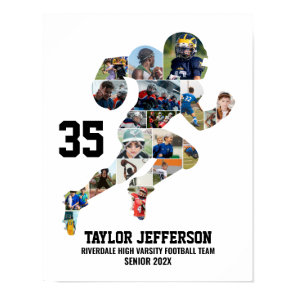 Football Player Photo Collage Custom Senior Gift Poster