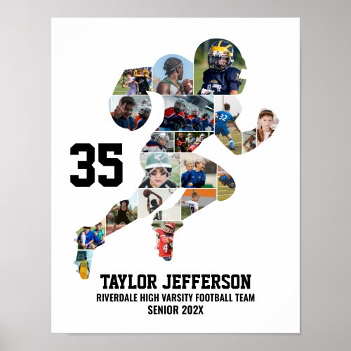 Football Player Photo Collage Custom Senior Gift