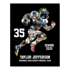 Football Player Photo Collage Custom Senior Night Poster