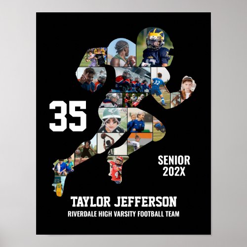 Football Player Photo Collage Custom Senior Night