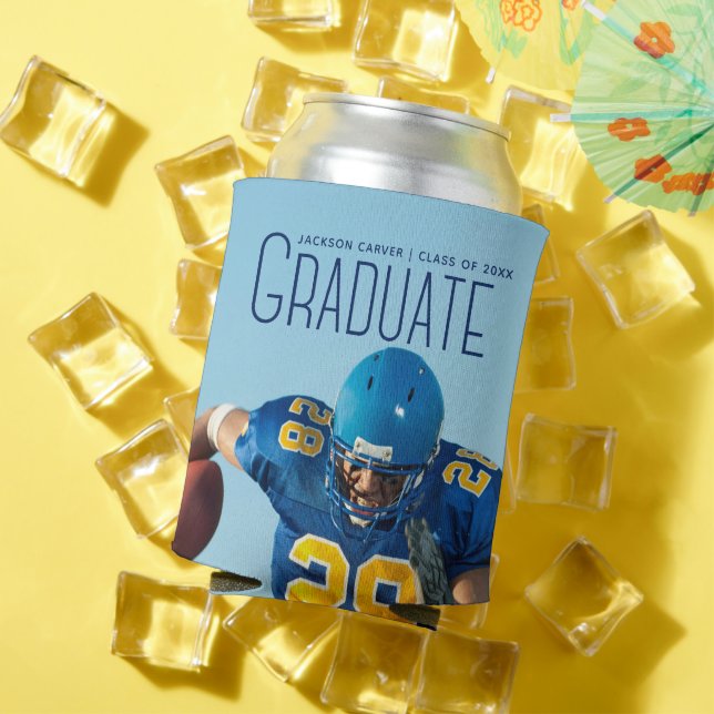 Football Player Photo Graduation Party Can Cooler (In Situ Summer)