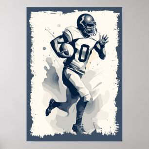 ✪ Football Player Portrait ✪ Abstract Vector Art Poster