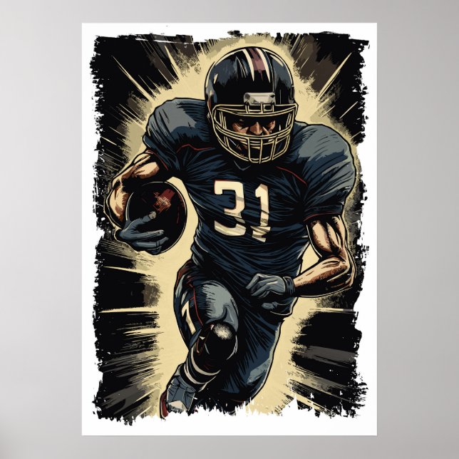 ✪ Football Player Portrait ☛ Abstract Vector NFL Poster (Front)