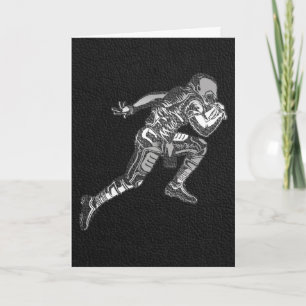 Football Player Running Quarterback Black Silver Card