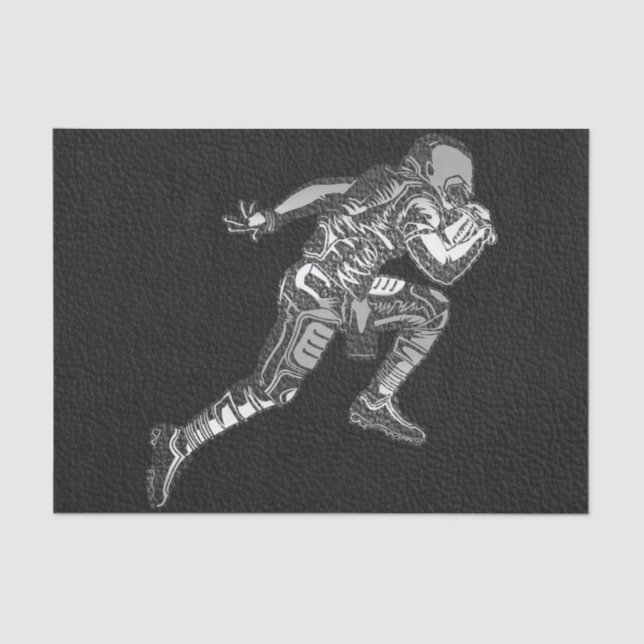 Football Player Running Quarterback Black Silver Tissue Paper (Front)