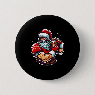 Football Player Santa Christmas Pajama Funny X-mas Button