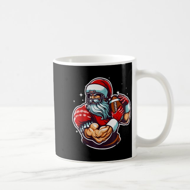 Football Player Santa Christmas Pajama Funny X-mas Coffee Mug (Right)