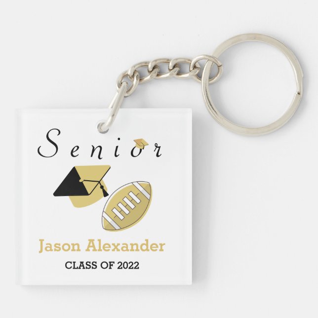 Football player senior graduate class of 2022  keychain (Back)