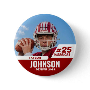 Football Player Senior Night Custom Photo Sports Button
