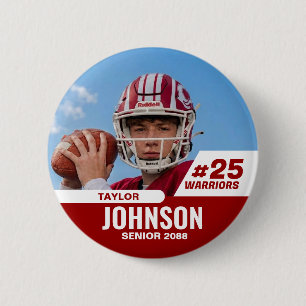 Football Player Senior Night Custom Photo Sports Button