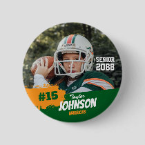 Football Player Senior Night Custom Photo Sports Button