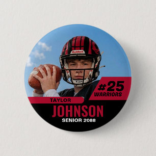 Football Player Senior Night Custom Photo Sports Button