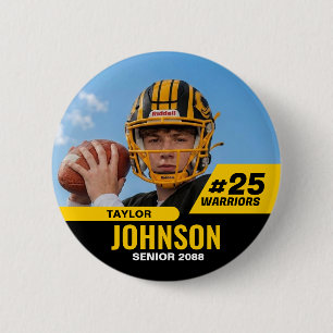 Football Player Senior Night Custom Photo Sports Button