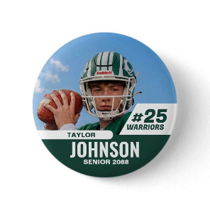 Football Player Senior Night Custom Photo Sports Button