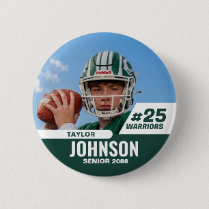 Football Player Senior Night Custom Photo Sports Button