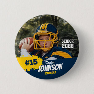 Football Player Senior Night Custom Photo Sports Button