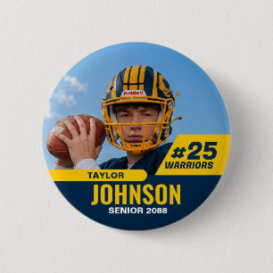 Football Player Senior Night Custom Photo Sports Button