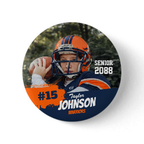 Football Player Senior Night Custom Photo Sports Button