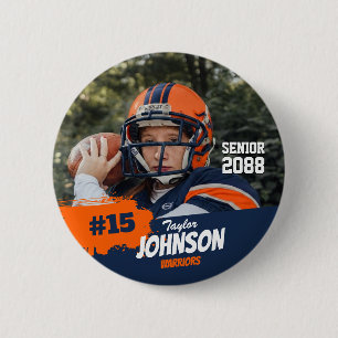 Football Player Senior Night Custom Photo Sports Button