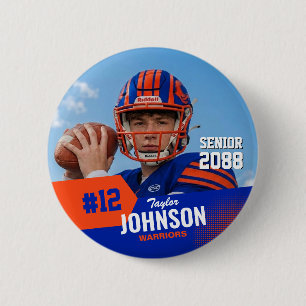 Football Player Senior Night Custom Photo Sports Button