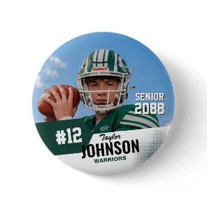 Football Player Senior Night Custom Photo Sports Button