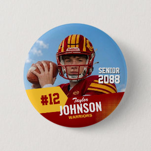 Football Player Senior Night Custom Photo Sports Button