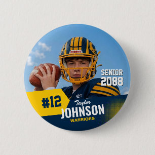 Football Player Senior Night Custom Photo Sports Button