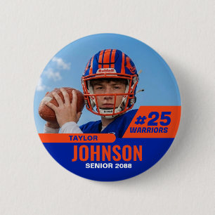 Football Player Senior Night Custom Photo Sports Button