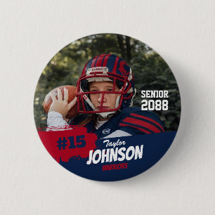 Football Player Senior Night Custom Photo Sports Button