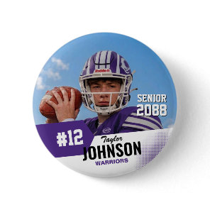 Football Player Senior Night Custom Photo Sports Button