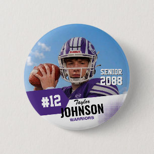 Football Player Senior Night Custom Photo Sports Button