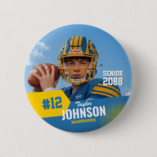 Football Player Senior Night Custom Photo Sports Button