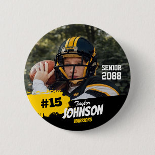 Football Player Senior Night Custom Photo Sports Button