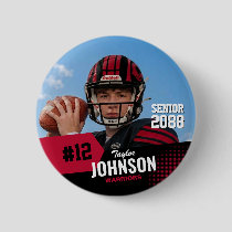 Football Player Senior Night Custom Photo Sports Button