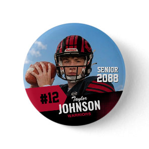 Football Player Senior Night Custom Photo Sports Button