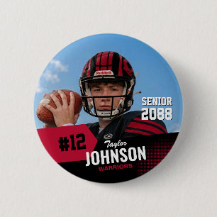 Football Player Senior Night Custom Photo Sports Button